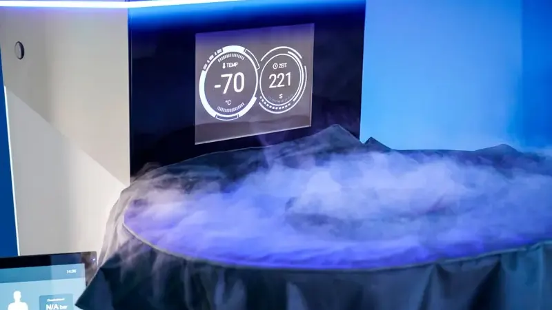 Kältekammer von RELAX plus, vorbereitet für eine Kälteanwendung